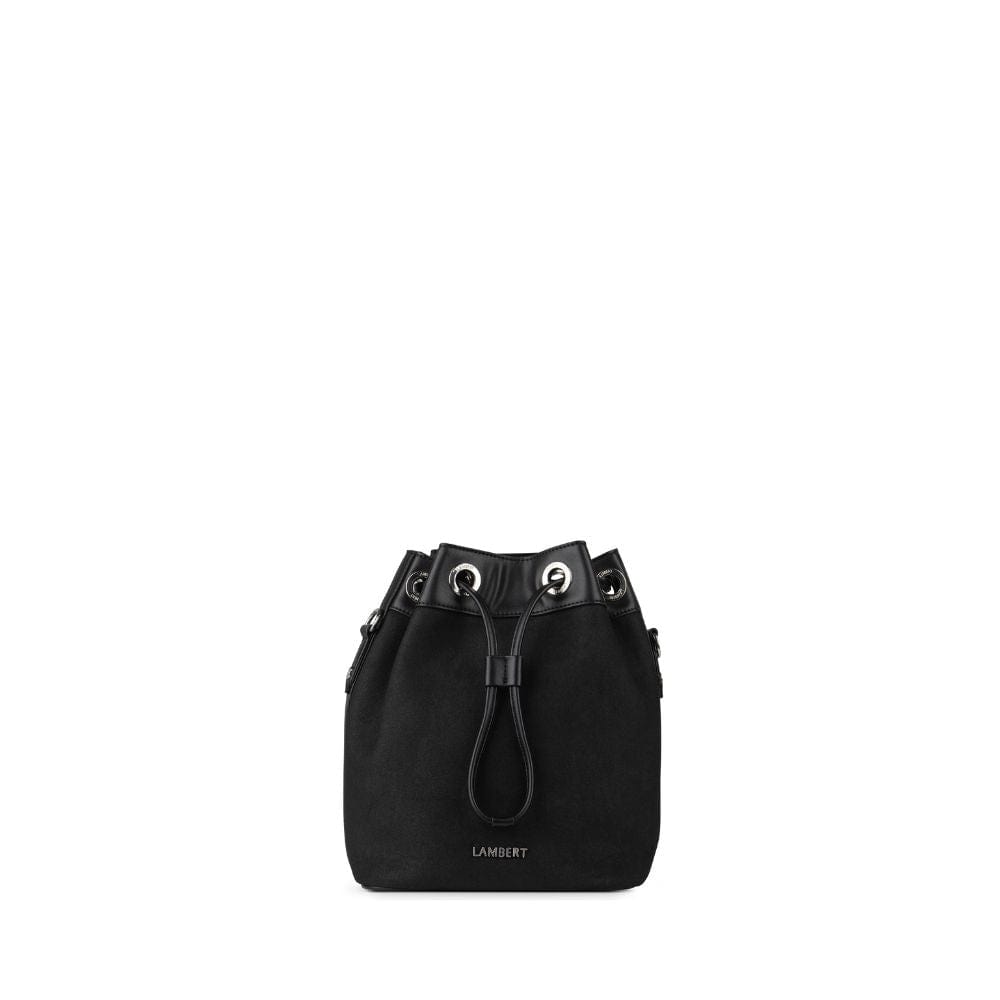 The Camilla - 2-In-1 Black Vegan Microsuede Bucket Bag