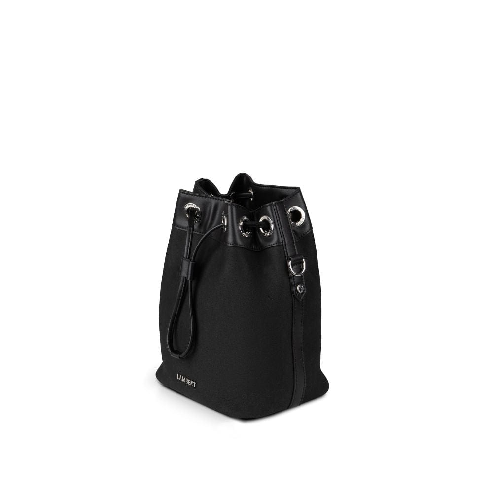 The Camilla - 2-In-1 Black Vegan Microsuede Bucket Bag