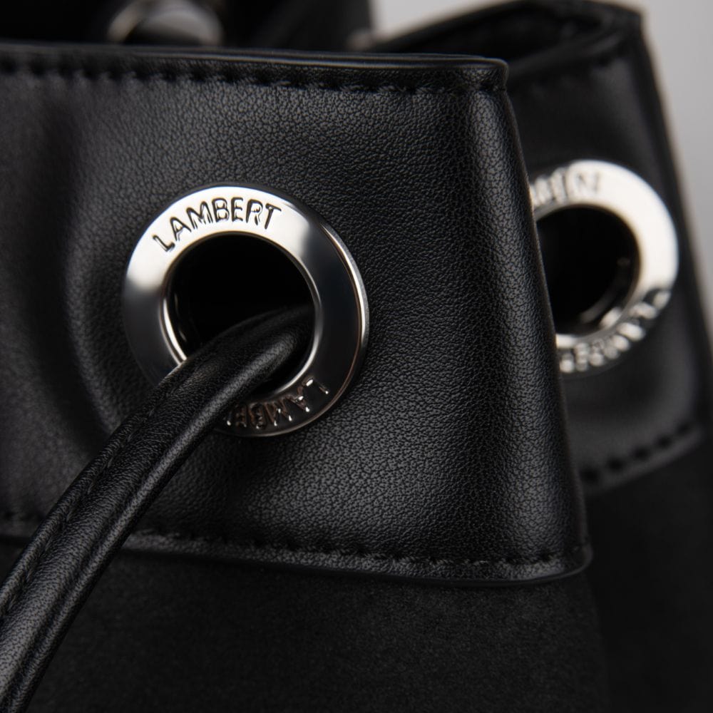 The Camilla - 2-In-1 Black Vegan Microsuede Bucket Bag