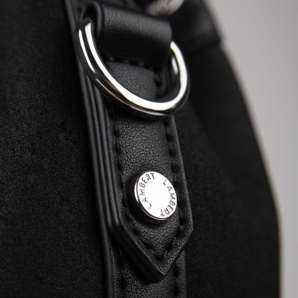 The Camilla - 2-In-1 Black Vegan Microsuede Bucket Bag