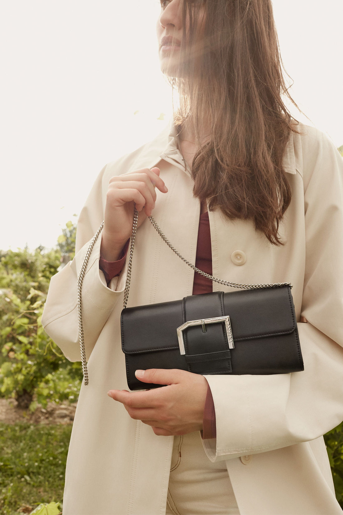 The Cecina - Black Vegan Grape Leather Crossbody Bag