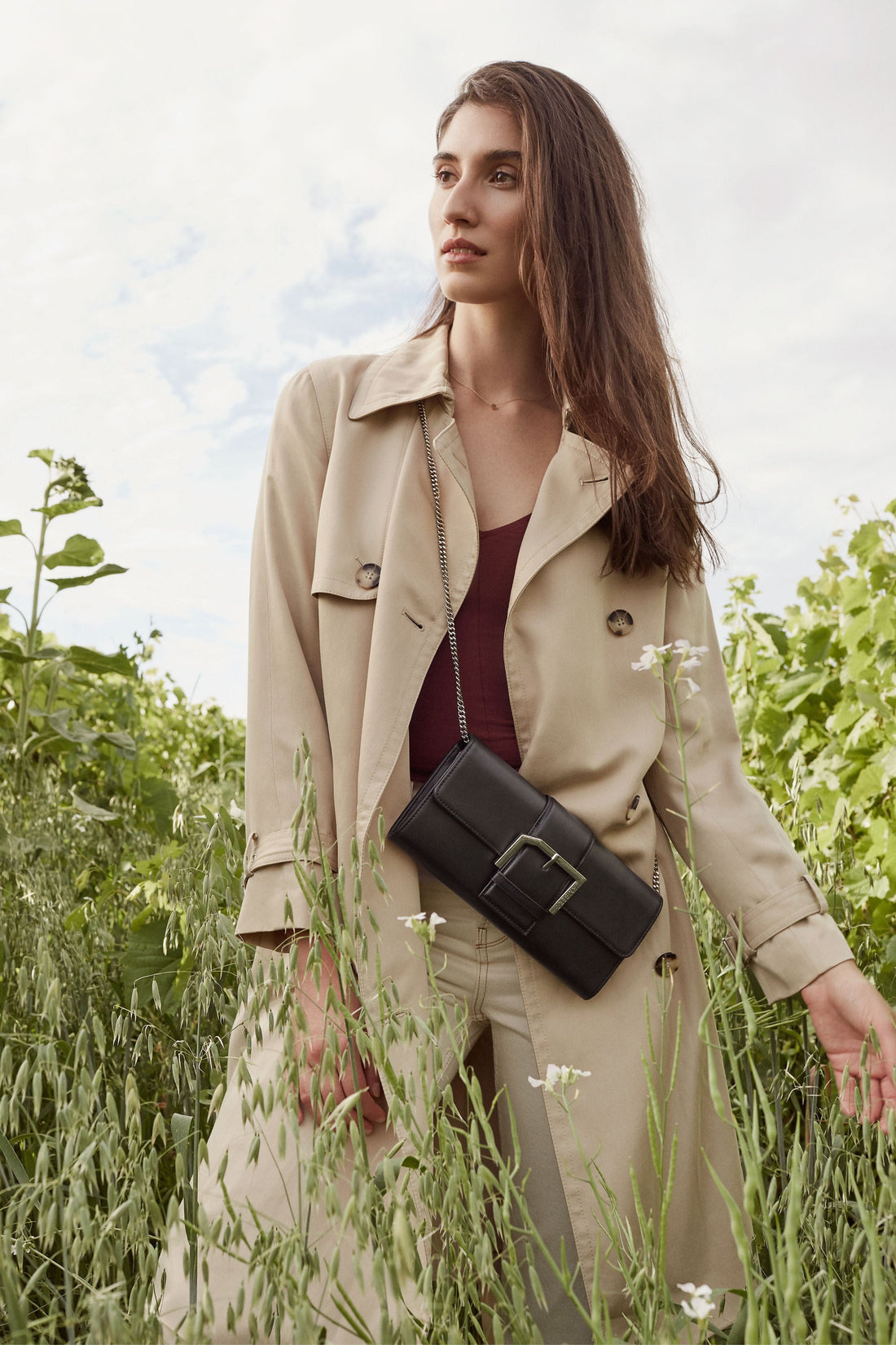 The Cecina - Black Vegan Grape Leather Crossbody Bag