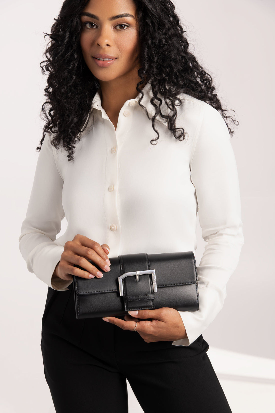 The Cecina - Black Vegan Grape Leather Crossbody Bag