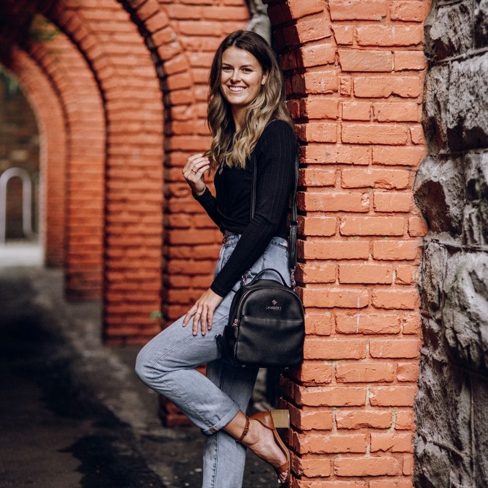 The Charlie - 3-in-1 black vegan leather handbag