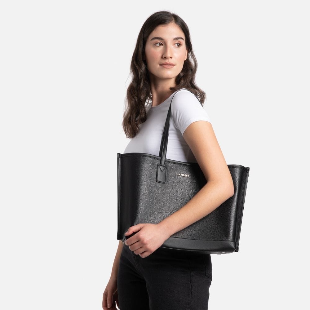 The Daniela - Black Vegan Leather Tote Bag 