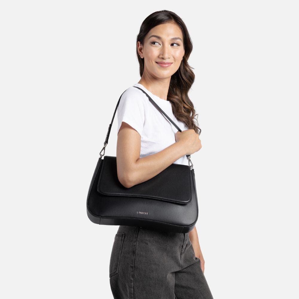 The Elise - 2-In-1 Black Vegan Leather Handbag