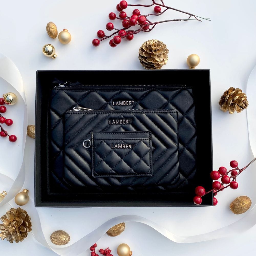 Le Elle - Trio de pochettes en cuir vegan noir