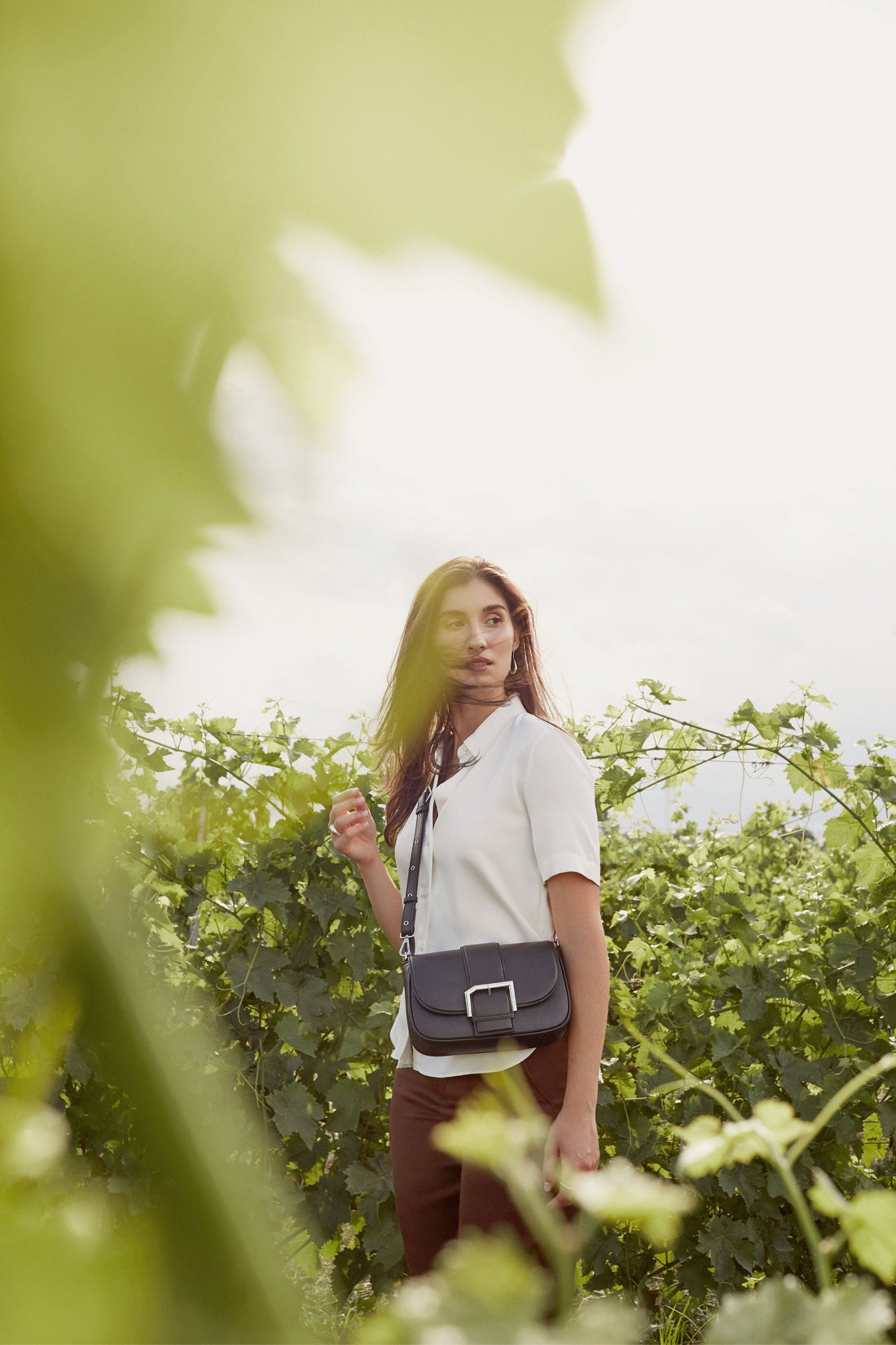 The Emilia - Black Vegan Grape Leather Crossbody Bag