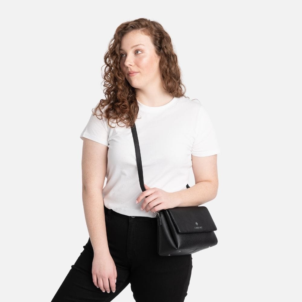 The Judy - Black Vegan Leather Crossbody Handbag