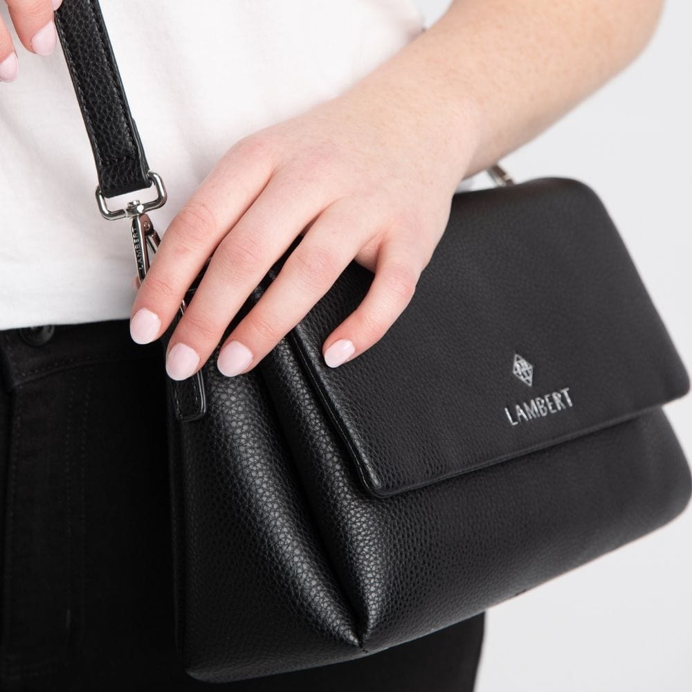 The Judy - Black Vegan Leather Crossbody Handbag
