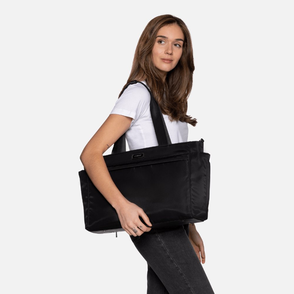 The Julia - Black Recycled Nylon Diaper Bag