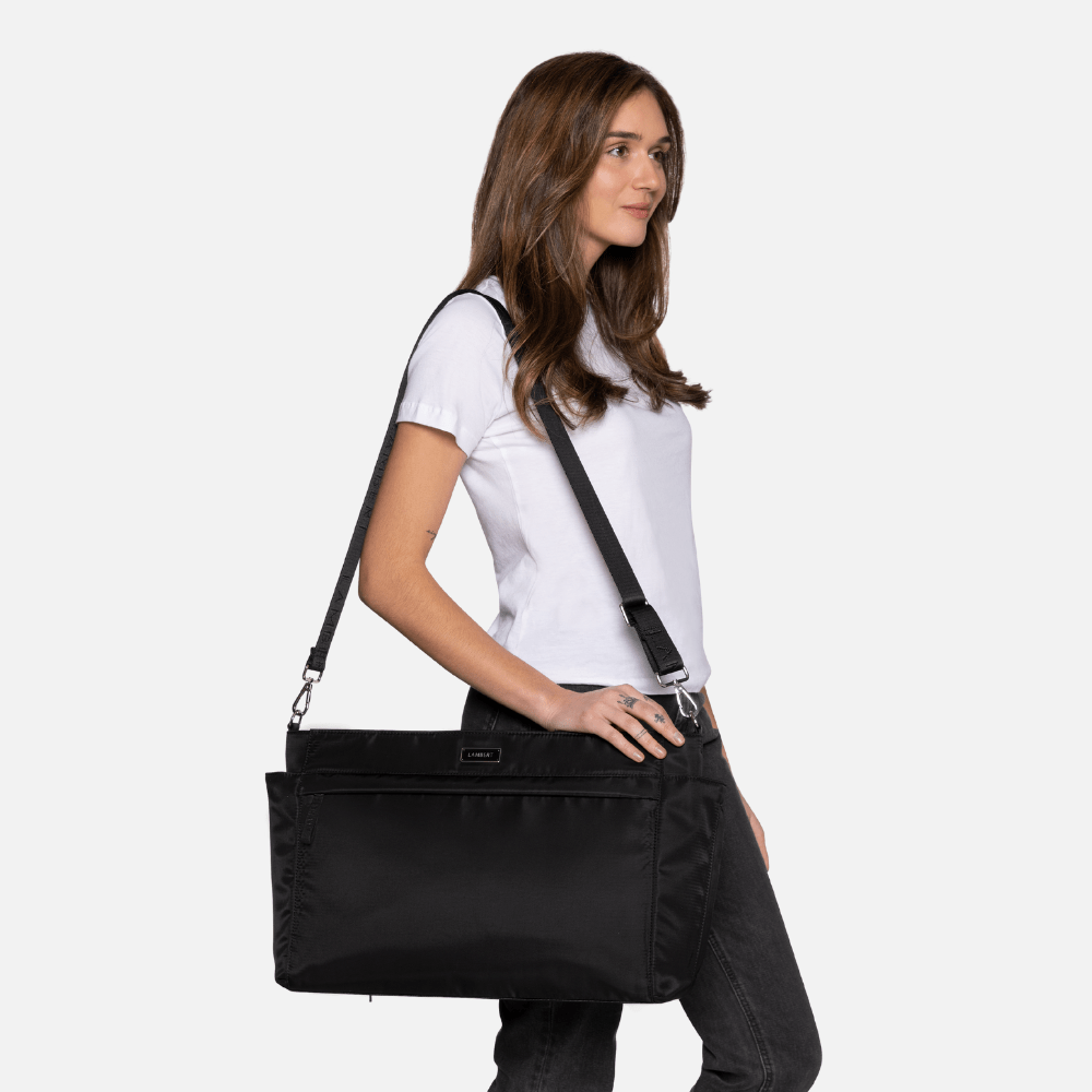 The Julia - Black Recycled Nylon Diaper Bag