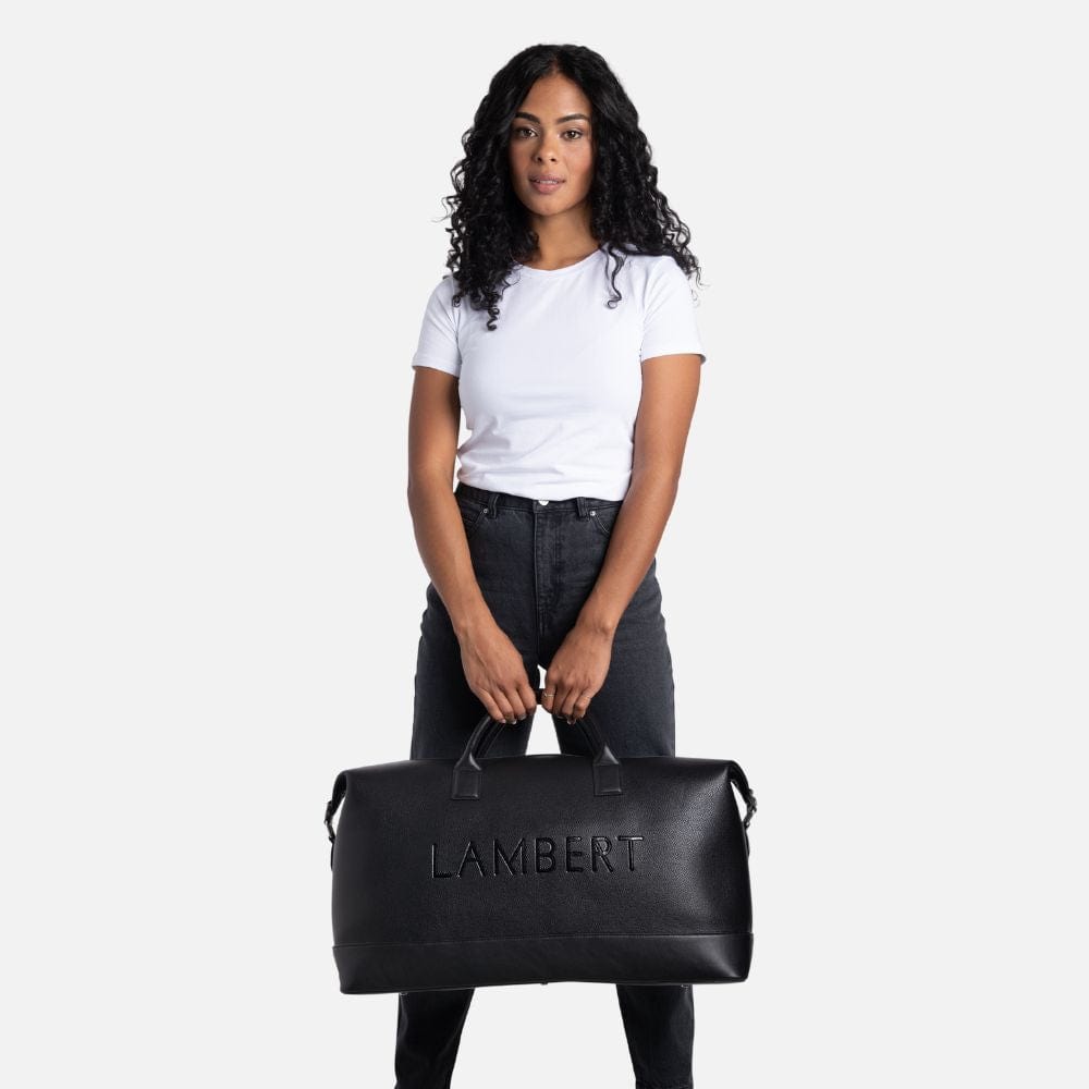 The June - Black Vegan Leather Travel Tote Bag