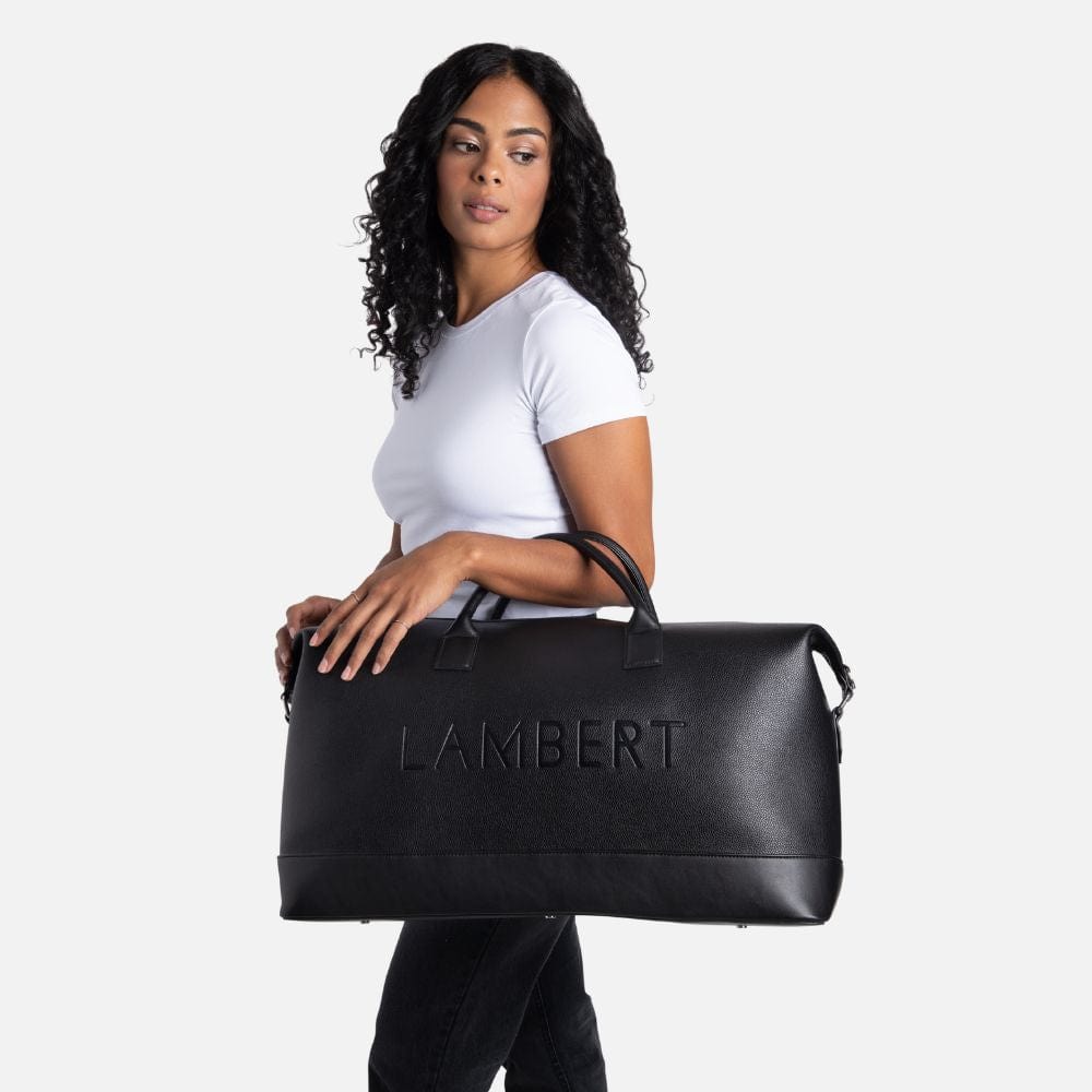The June - Black Vegan Leather Travel Tote Bag