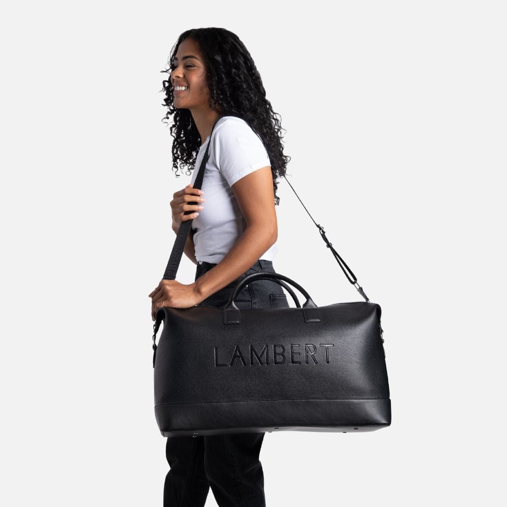 The June - Black Vegan Leather Travel Tote Bag