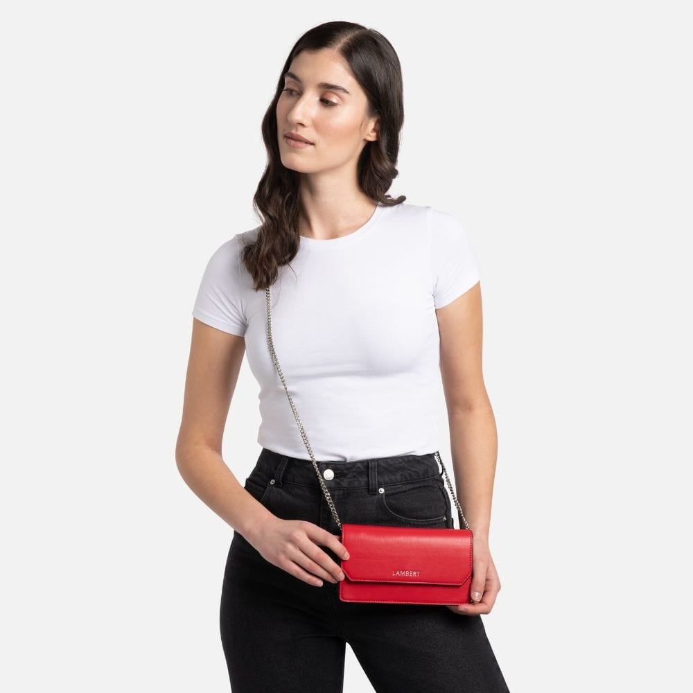 The Layla - Cherry Vegan Leather Wallet on Chain