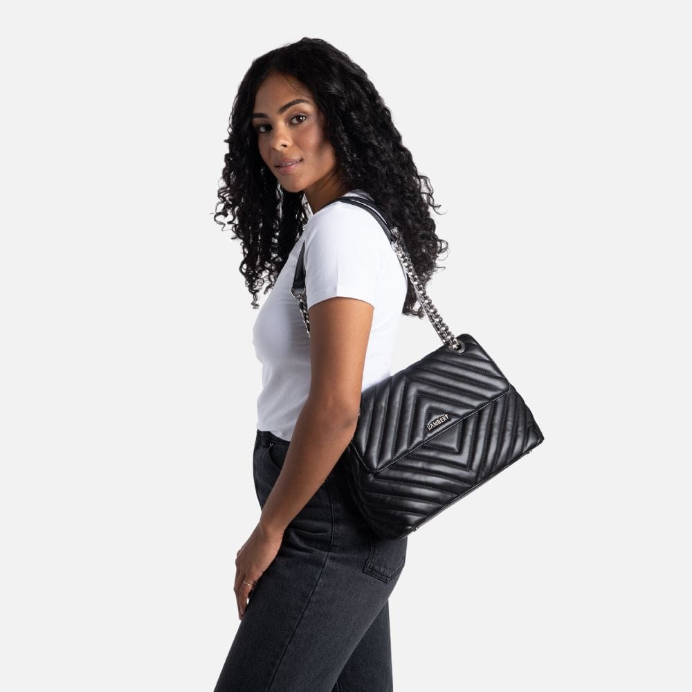 The Lisa - Black Vegan Leather Quilted Handbag