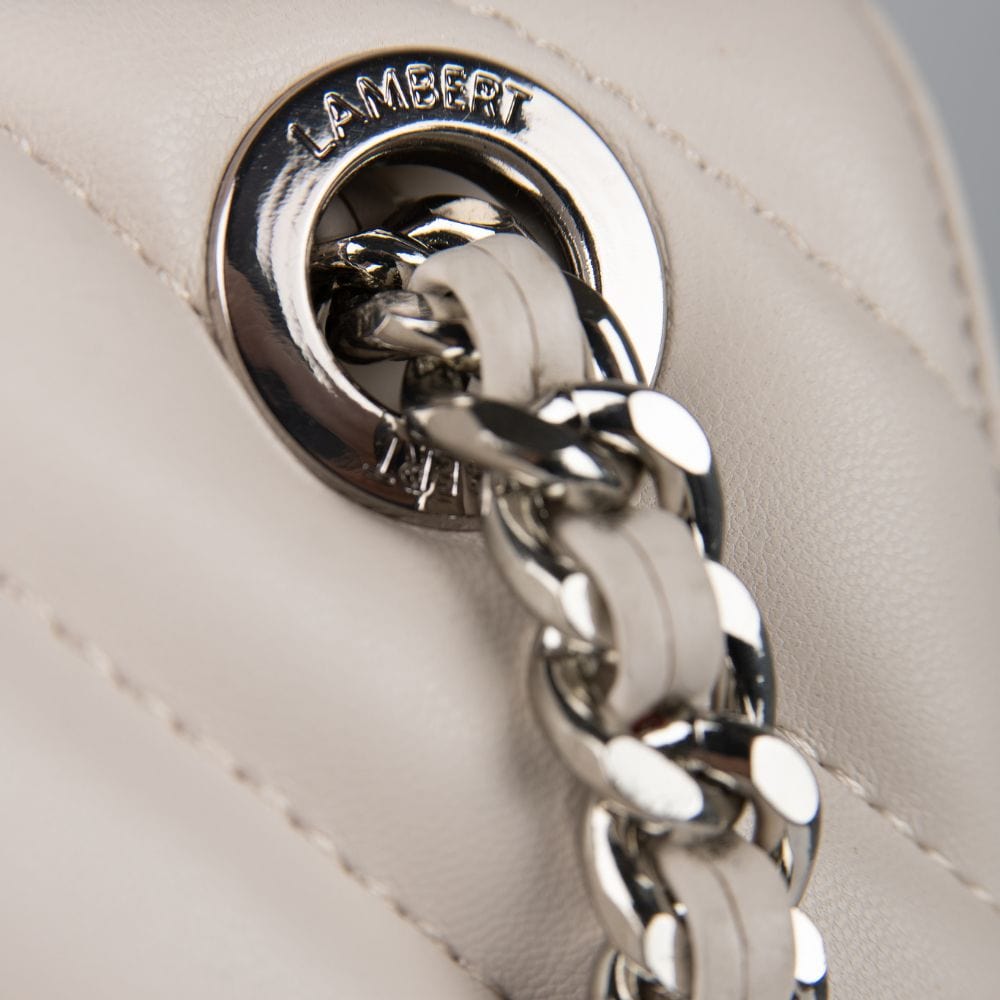 The Lisa - Oyster Vegan Leather Quilted Handbag