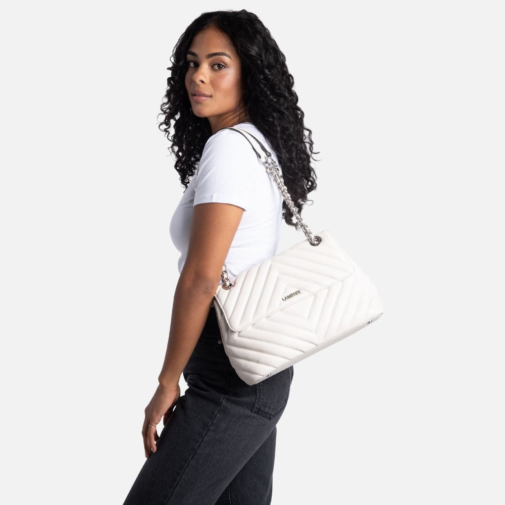 The Lisa - Oyster Vegan Leather Quilted Handbag
