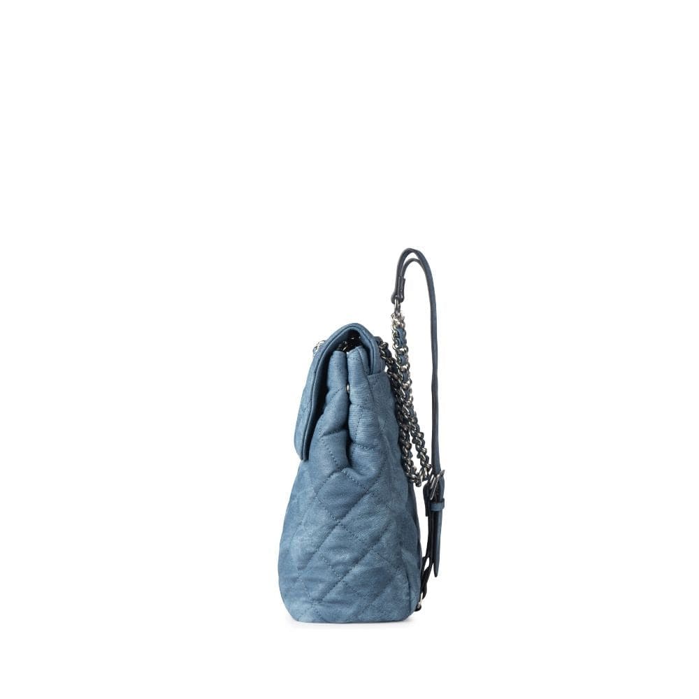 Le Sadie - Sac à dos 2-en-1 matelassé en cuir vegan denim