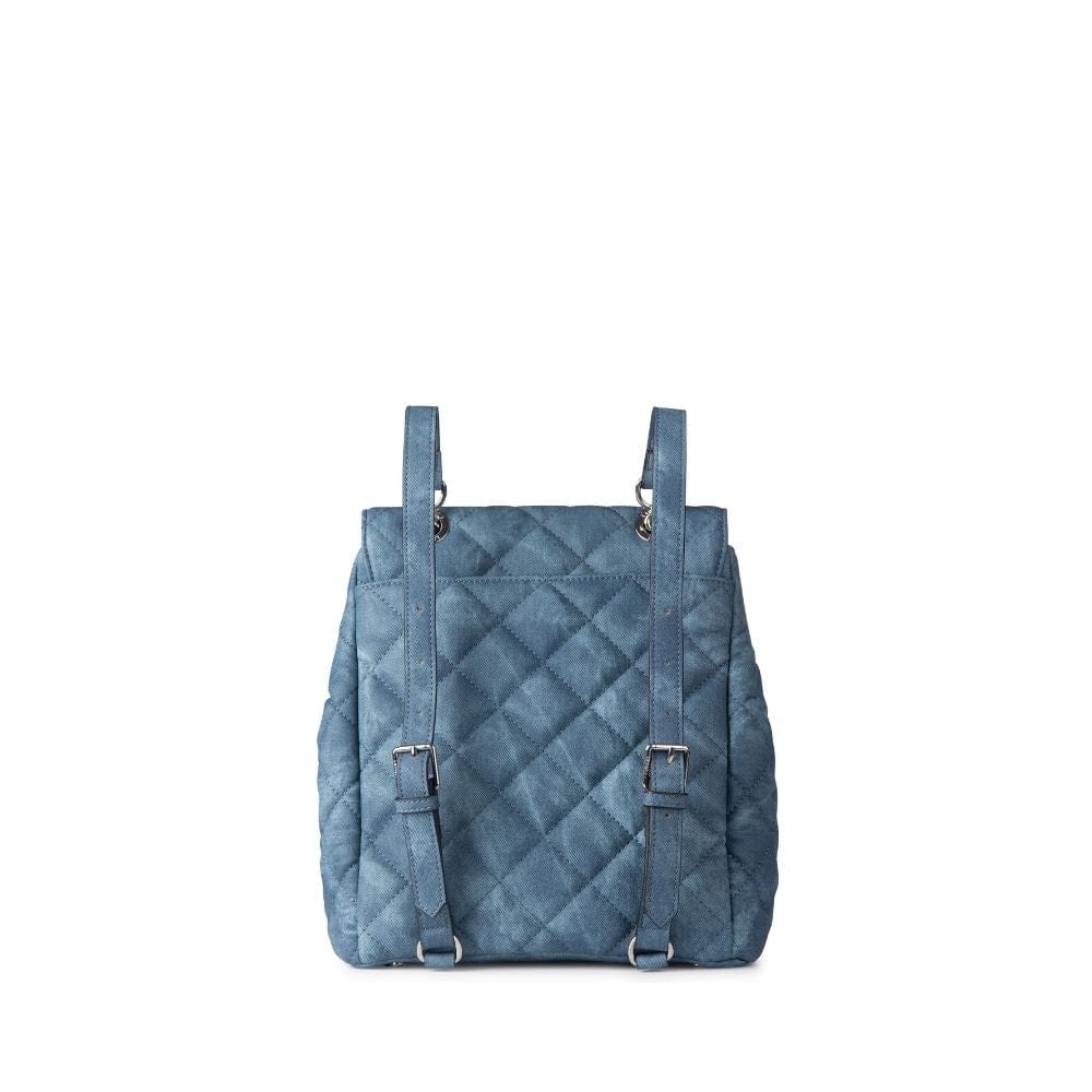 Le Sadie - Sac à dos 2-en-1 matelassé en cuir vegan denim