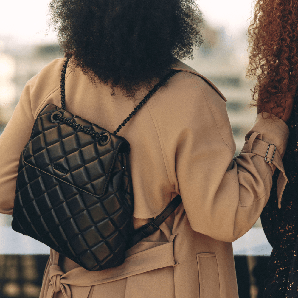 The Sadie - 2-In-1 Black Quilted Vegan Leather Backpack