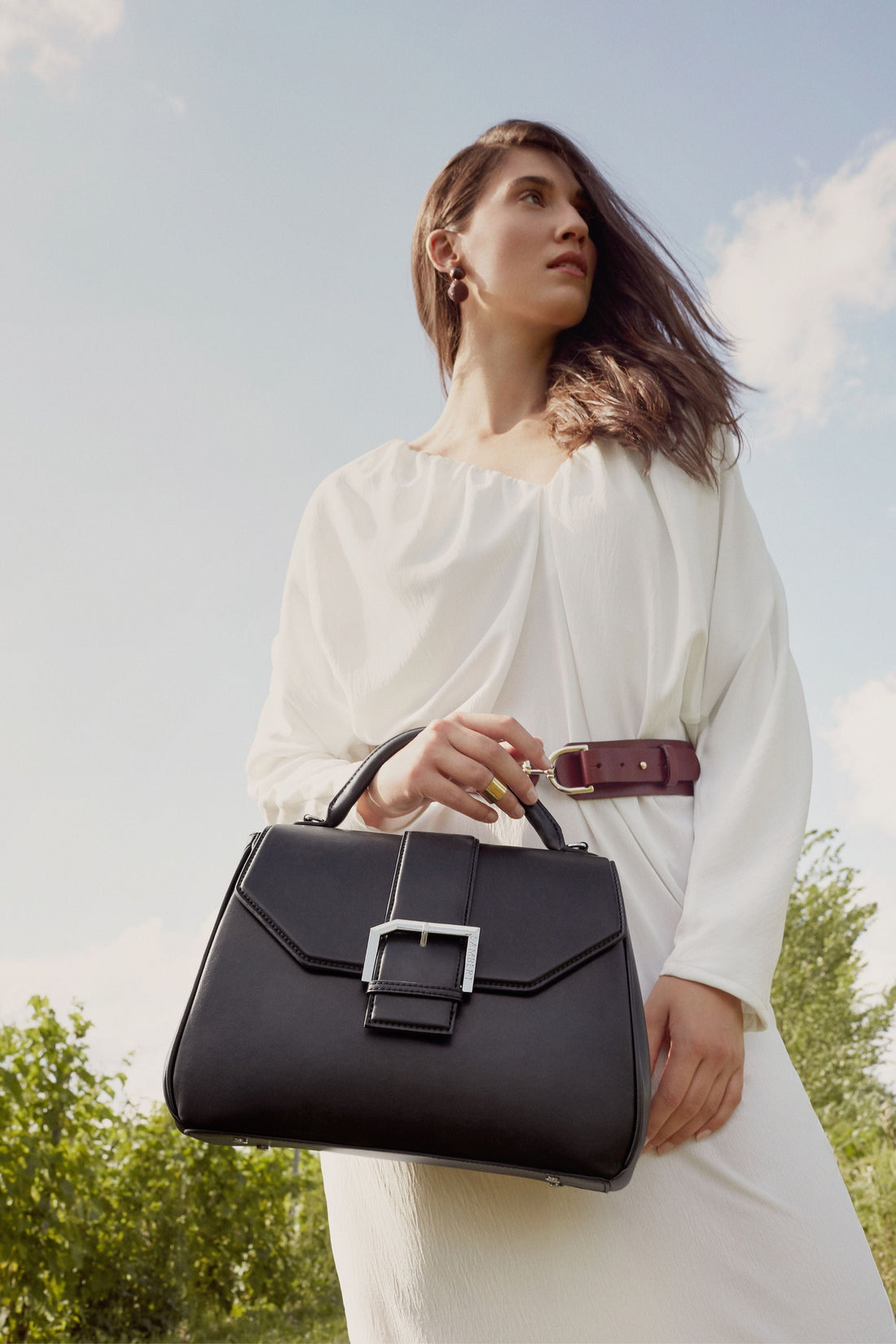 The Siena - Black Vegan Grape Leather Handbag