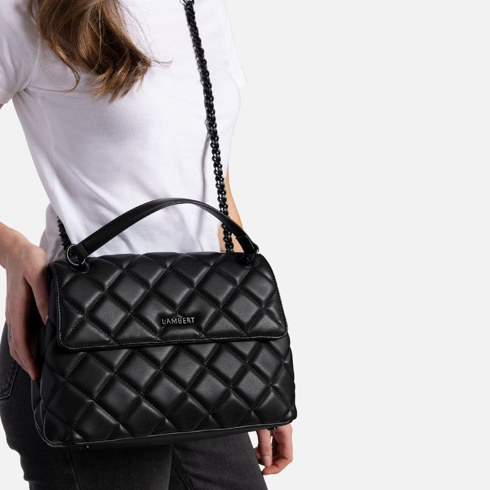 The Sofia - 2-in-1 Black Vegan Leather Quilted Crossbody