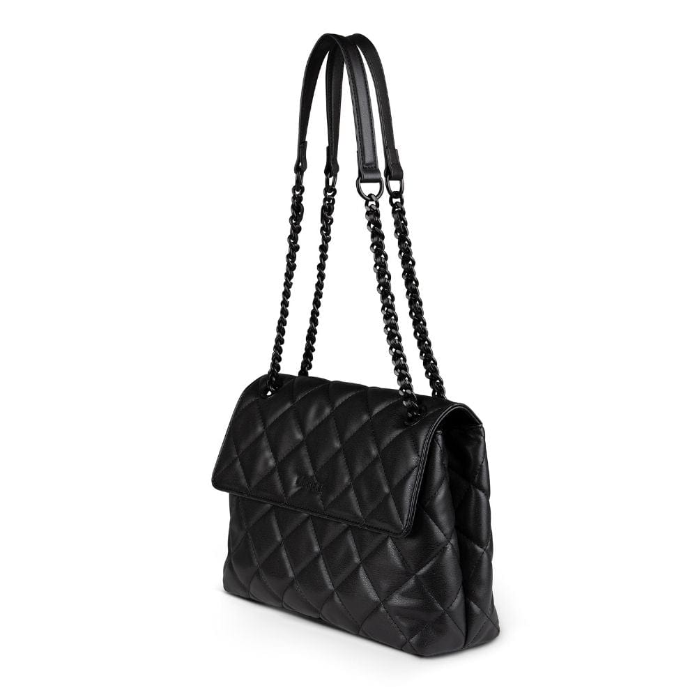 The Sofia - 2-in-1 Black Vegan Leather Quilted Crossbody