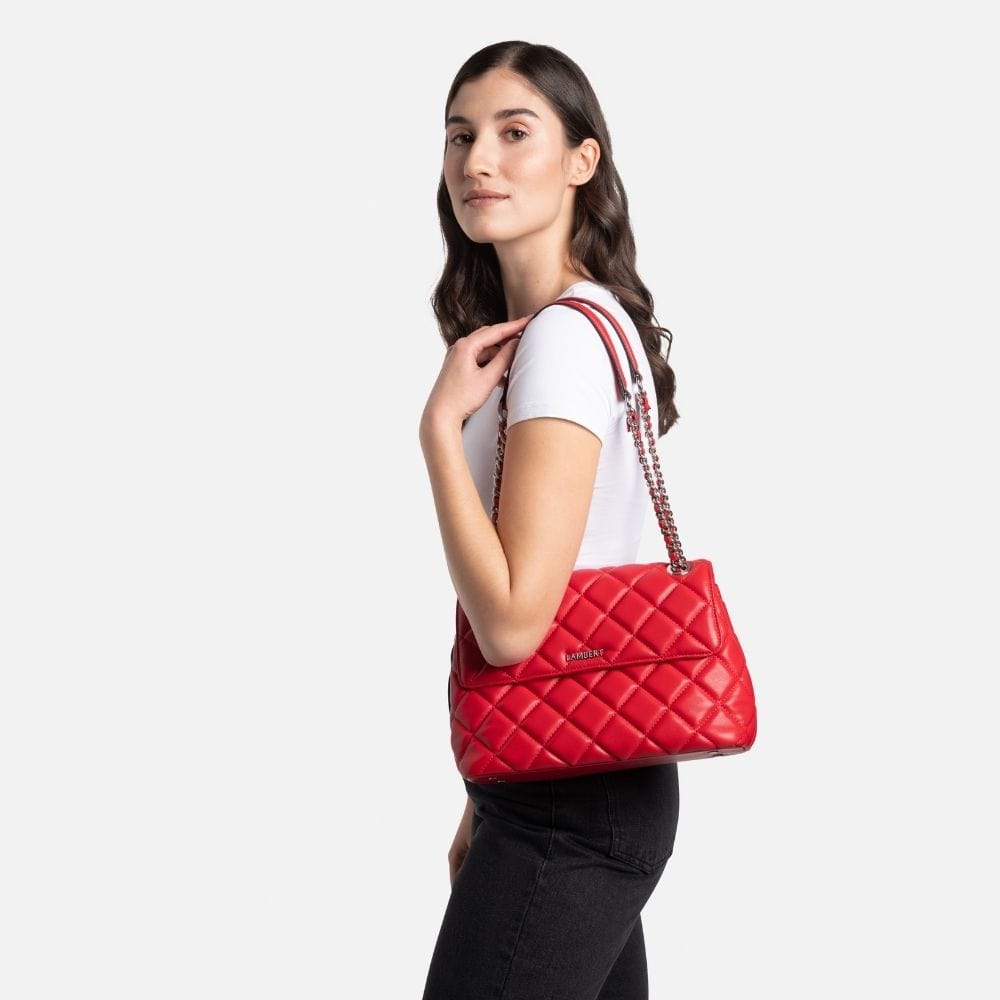 The Sofia - 2-in-1 Cherry Vegan Leather Quilted Crossbody