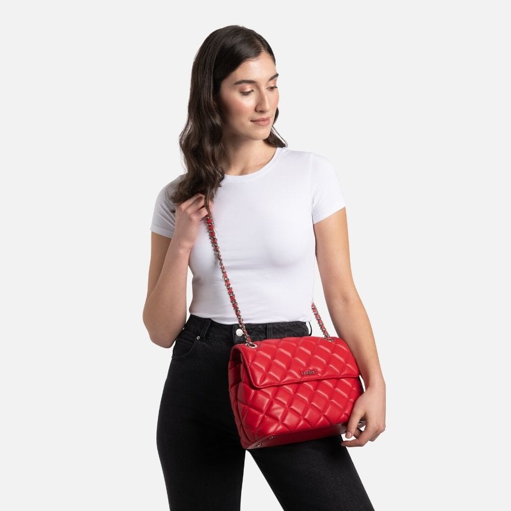 The Sofia - 2-in-1 Cherry Vegan Leather Quilted Crossbody