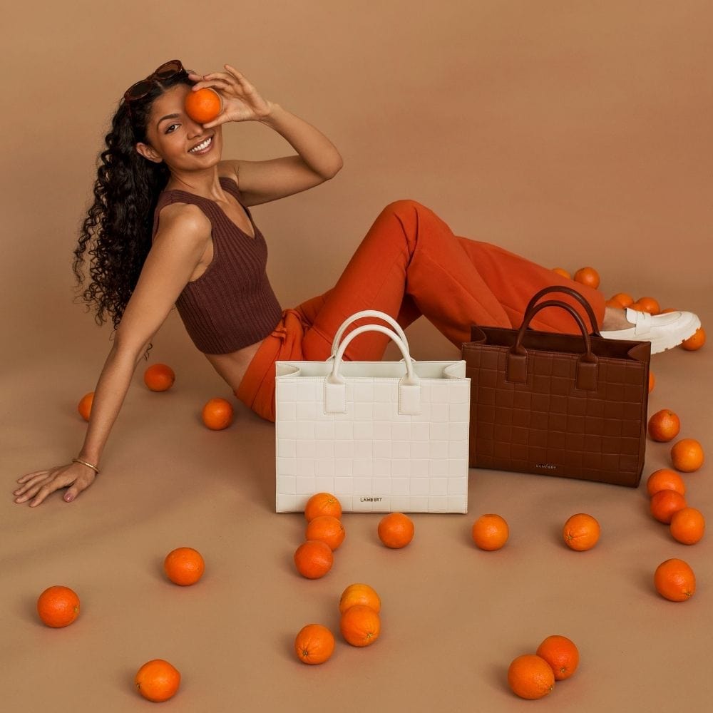 The BEATRICE - 2-In-1 Espresso Vegan Leather Tote Bag
