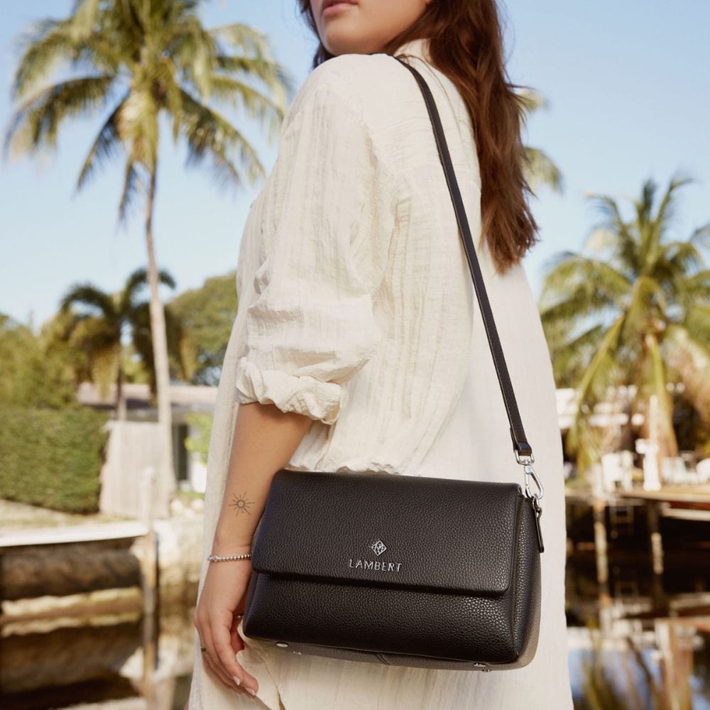 The Judy - Black Vegan Leather Crossbody Handbag
